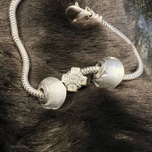 2 Murano stones charms and 1 rhinestone charm